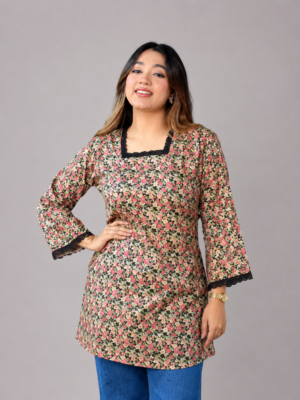 Premium Cotton Embroidered Kurti - Aveline